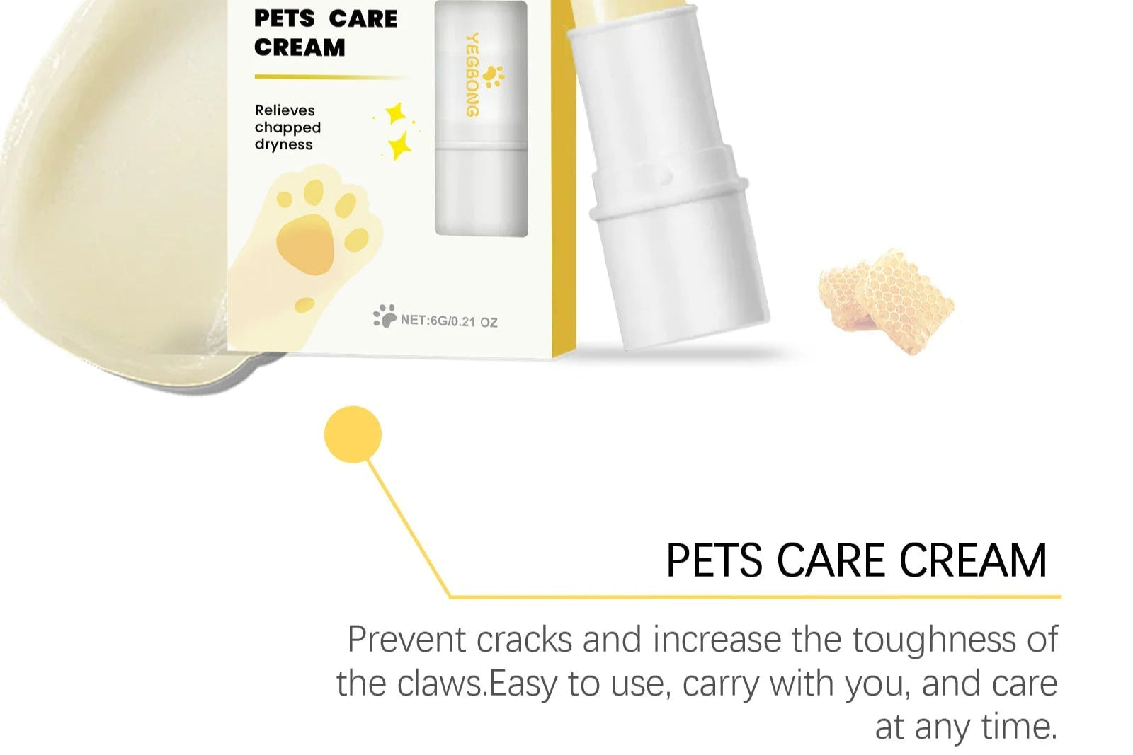 Pet Paw Balm Stick Gentle Moisturizing Nourishing Care Vet Recommended for Dogs Cats Dry Cracked Pads All Seasons